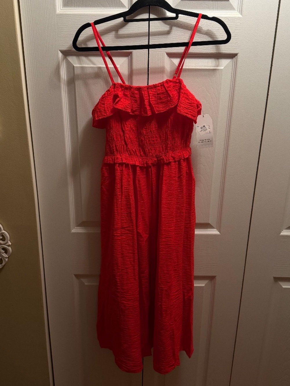 NWT Time and Tru Red Smocked Ruffle Maxi Dress – Small